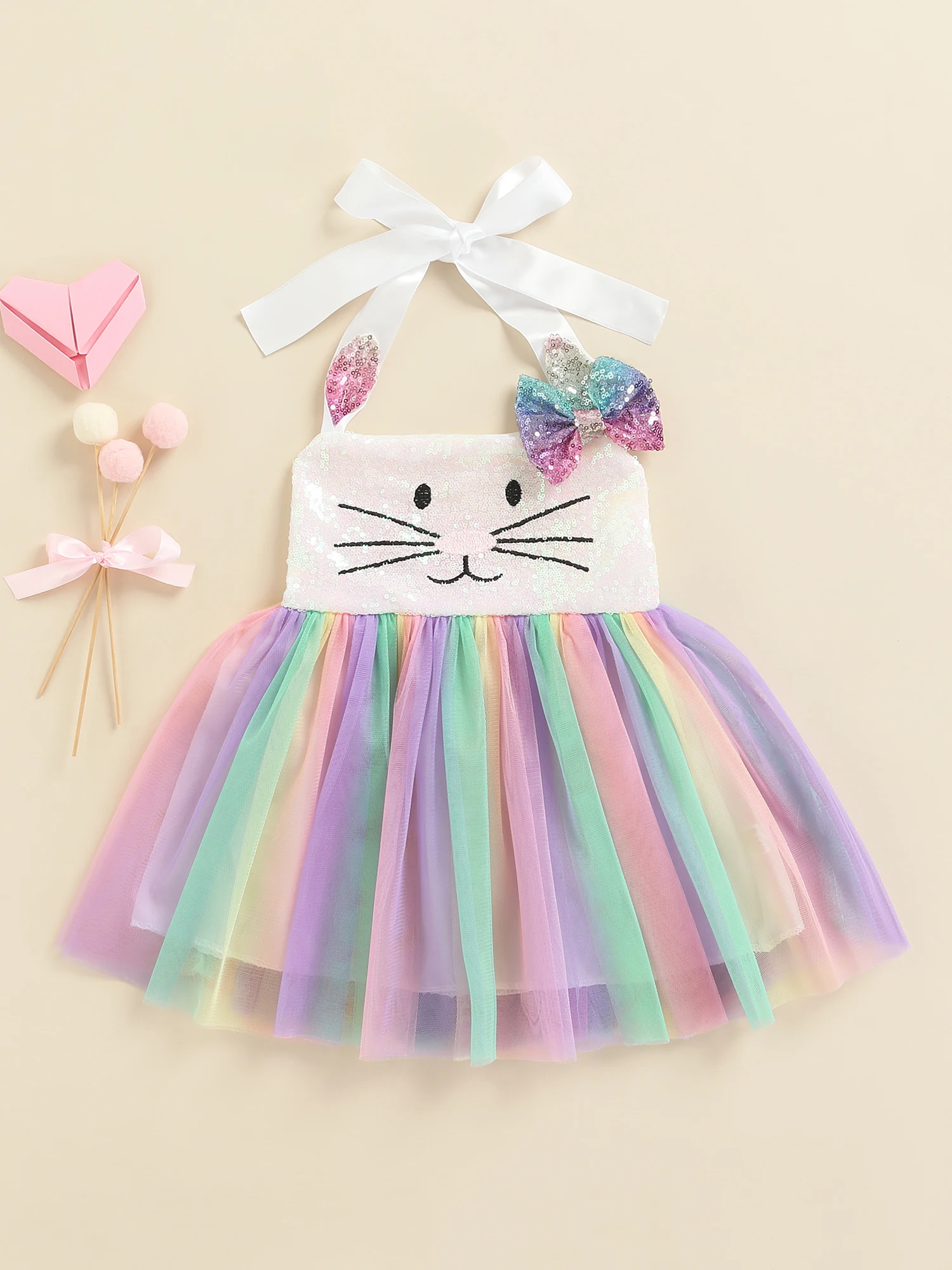 

Adorable Toddler Girls Floral Print Sleeveless Dress with Bowknot and Ruffled Hemline for Summer Wedding Party or Birthday