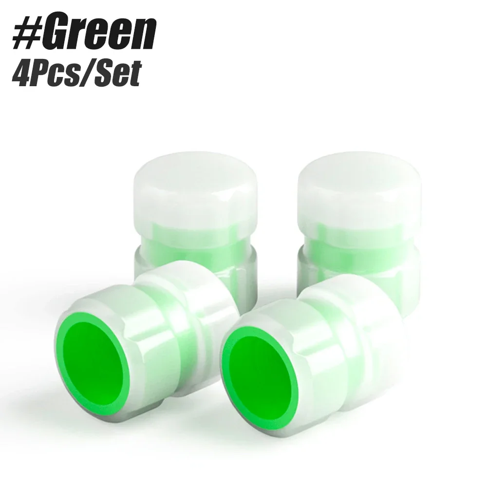 4 шт./компл. светящиеся колпачки для штока клапана шин, флуоресцентные воздушные колпачки для шин, аксессуары для клапанов шин, подходят для автомобиля, грузовика, мотоцикла, велосипеда