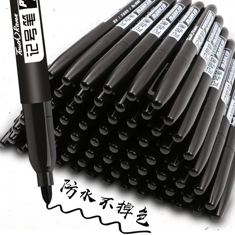 

6 Pcs/Set Permanent Marker Pen Fine Point 1.5 Mm Fiber Tip Black Blue Red Waterproof Ink Color Pens Stationery School Supplies