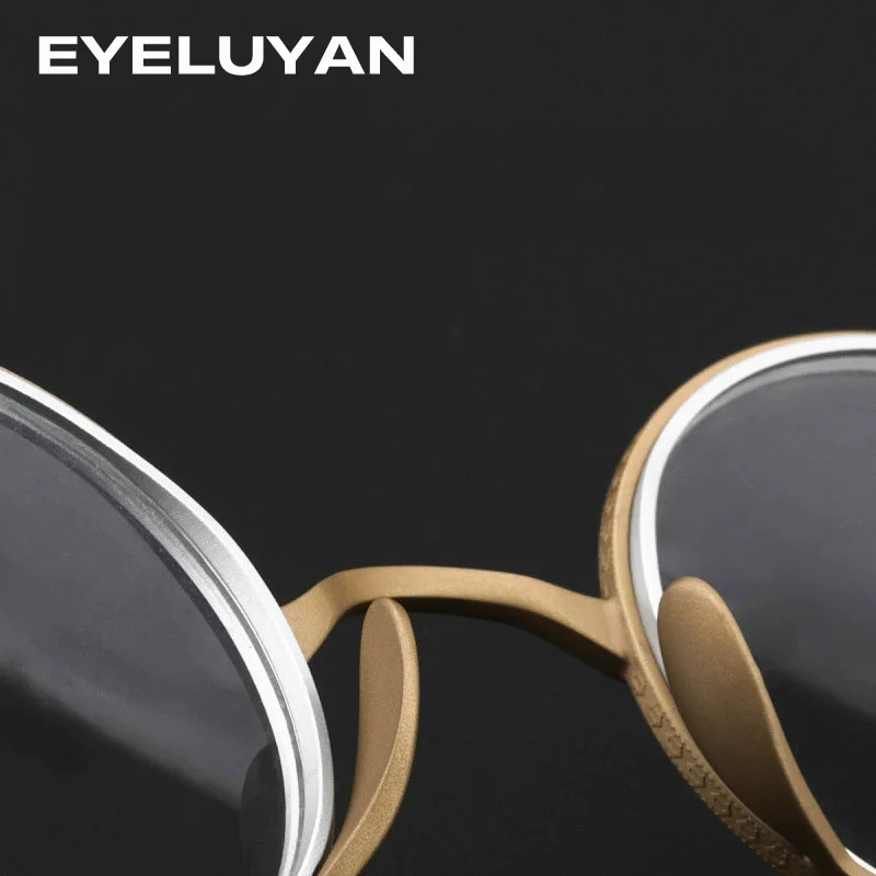 Фото Оправа для очков EYELUYAN из титана, круглая, маленькая, женская, высококачественная, для оптических линз, мужская оправа для очков по рецепту №5