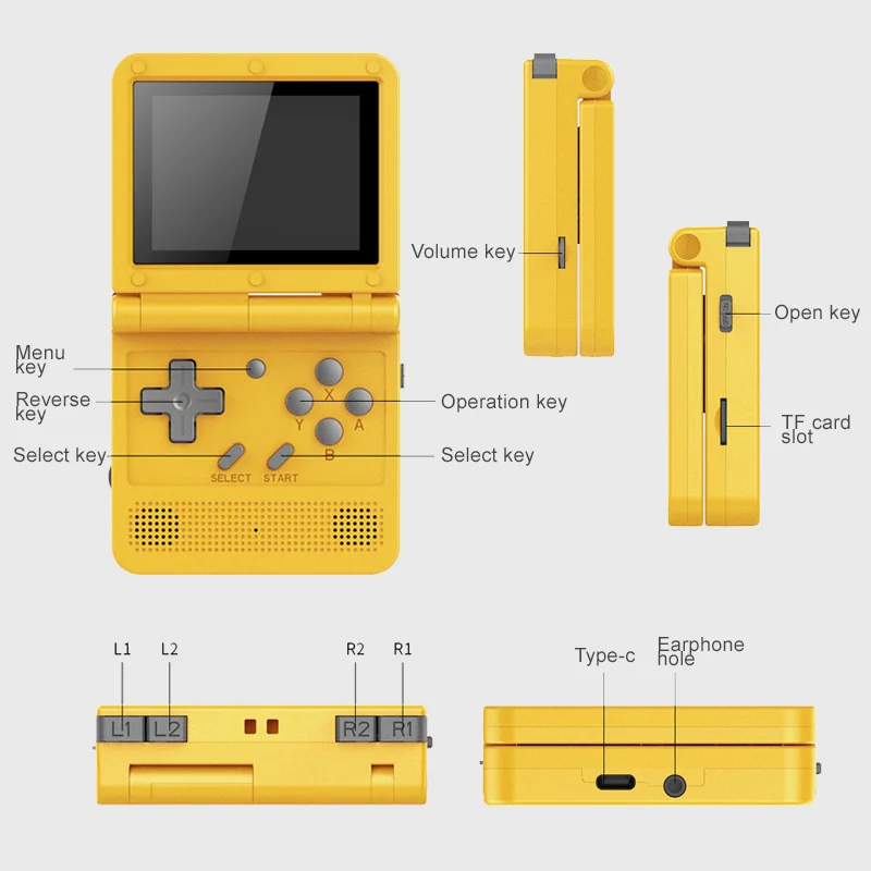 Новая ретро портативная игровая консоль Powkiddy V90 3.0-дюймовый развернутый 64Гб встроенная 15 000 игр портативная мини видео консоль