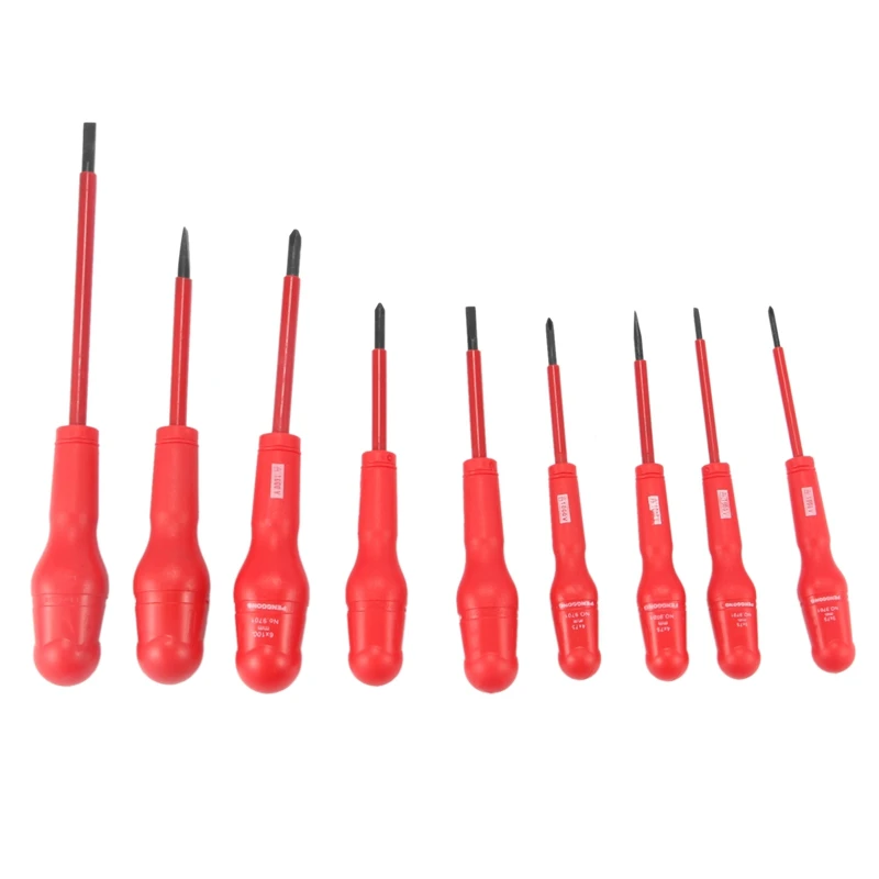 PENGGONG 9 X набор изолированных отверток для электриков, магнитная точность, высокое напряжение 1000 В, шлицевая ручка Phillips