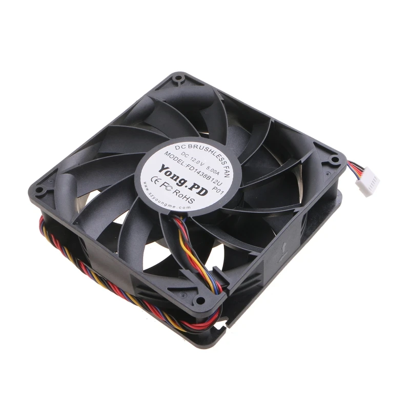 FD1438B12U мощный тихий охлаждающий вентилятор 6 контактов 140x140x38 мм 6000 об/мин для