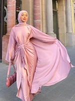 eid 2 piece matching muslim sets hijab dress satin abayas for women dubai open abaya turkey inner dresses african islam clothing