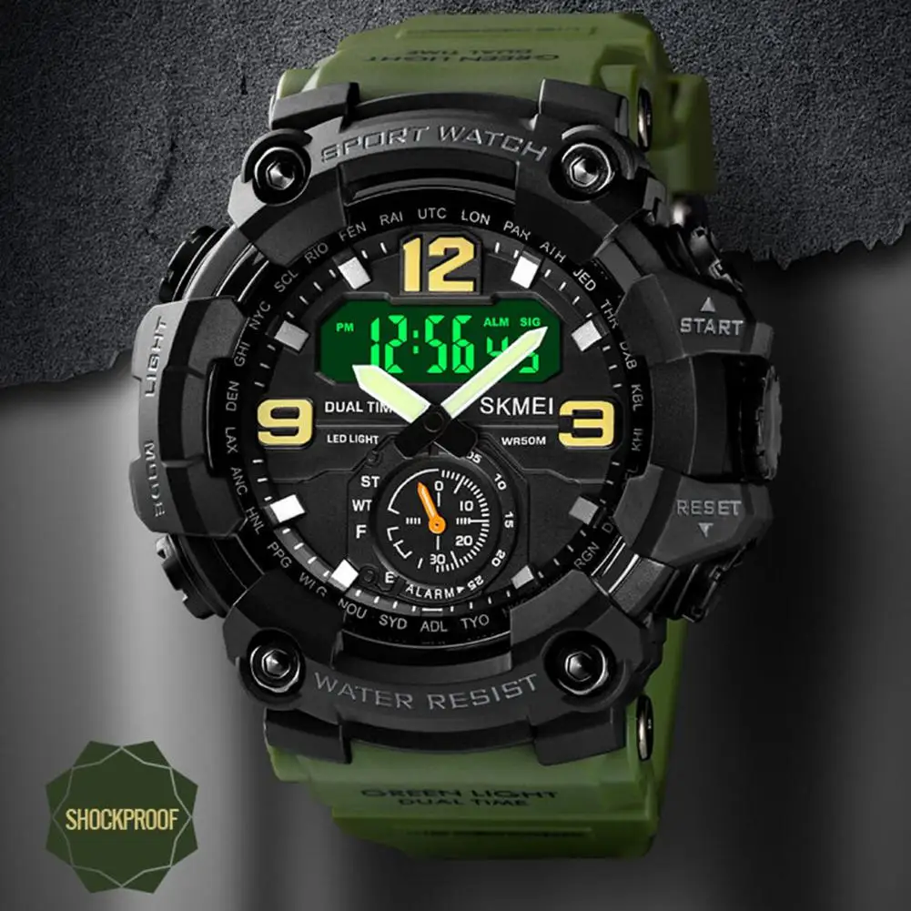 

2022 New Outdoor Watch Round Dial LuminousTime Display 50m Waterproof Shockproof Men Sport Digital Watch Outdoor Tactical Watch