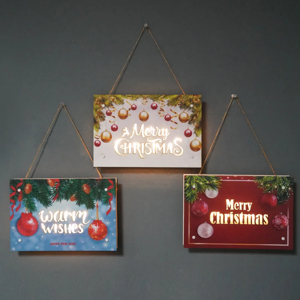 

christmas Welcome Door Sign with LED Lights for Home Christmas Door Hanging Rustic Plaque Wall Pediments for Home Indoor Decor