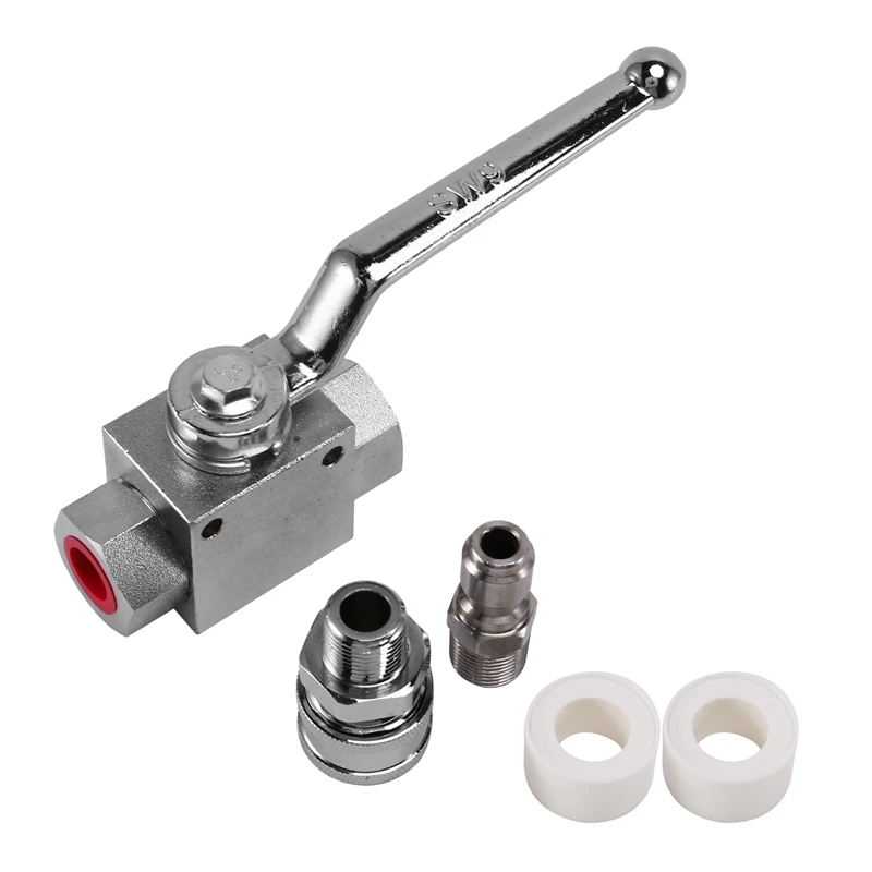 

High Pressure Washer Ball Valve Kit, 3/8 Inch Quick Connect For Power Washer Hose, 4500 Psi