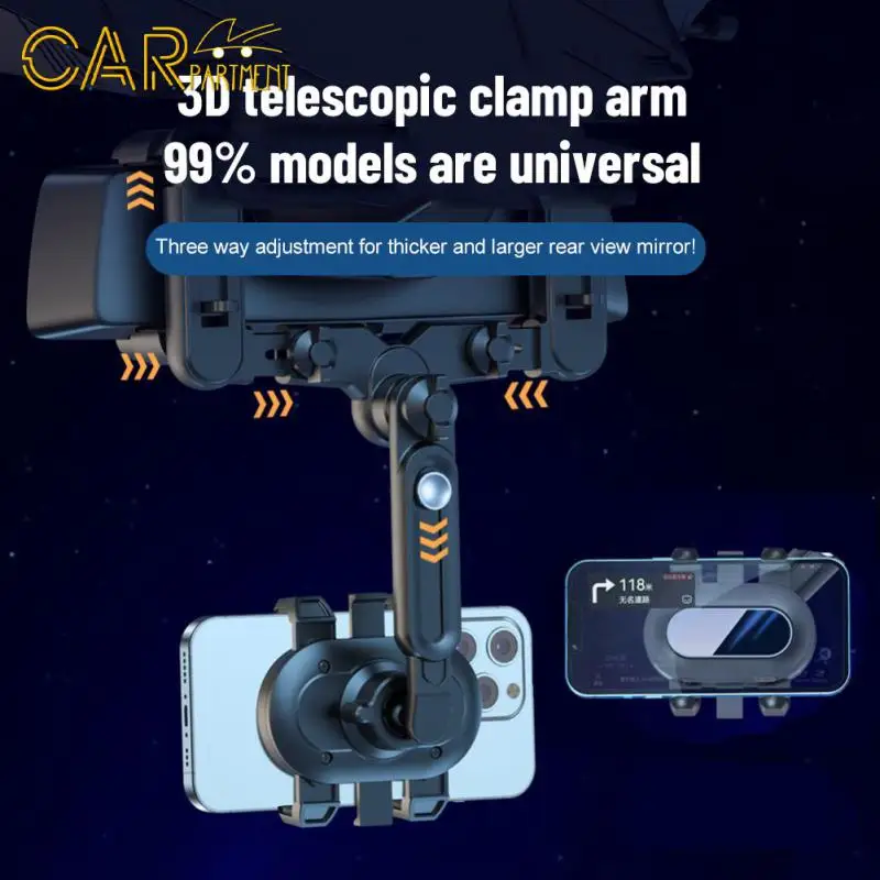 

360 Rotating Gps Mobile Phone Support Rearview Mirror Clip Telescopic 7th Generation Driving Recorder Bracket Adjustable