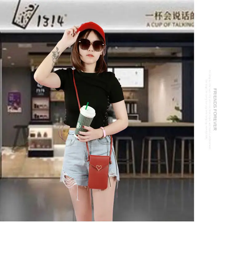 

2022 Mobile Phone Bag For Women Phone Purse Touch Screen Cell Wallet Shoulder Strap Handbag PU Leather Casual Crossbody Bags