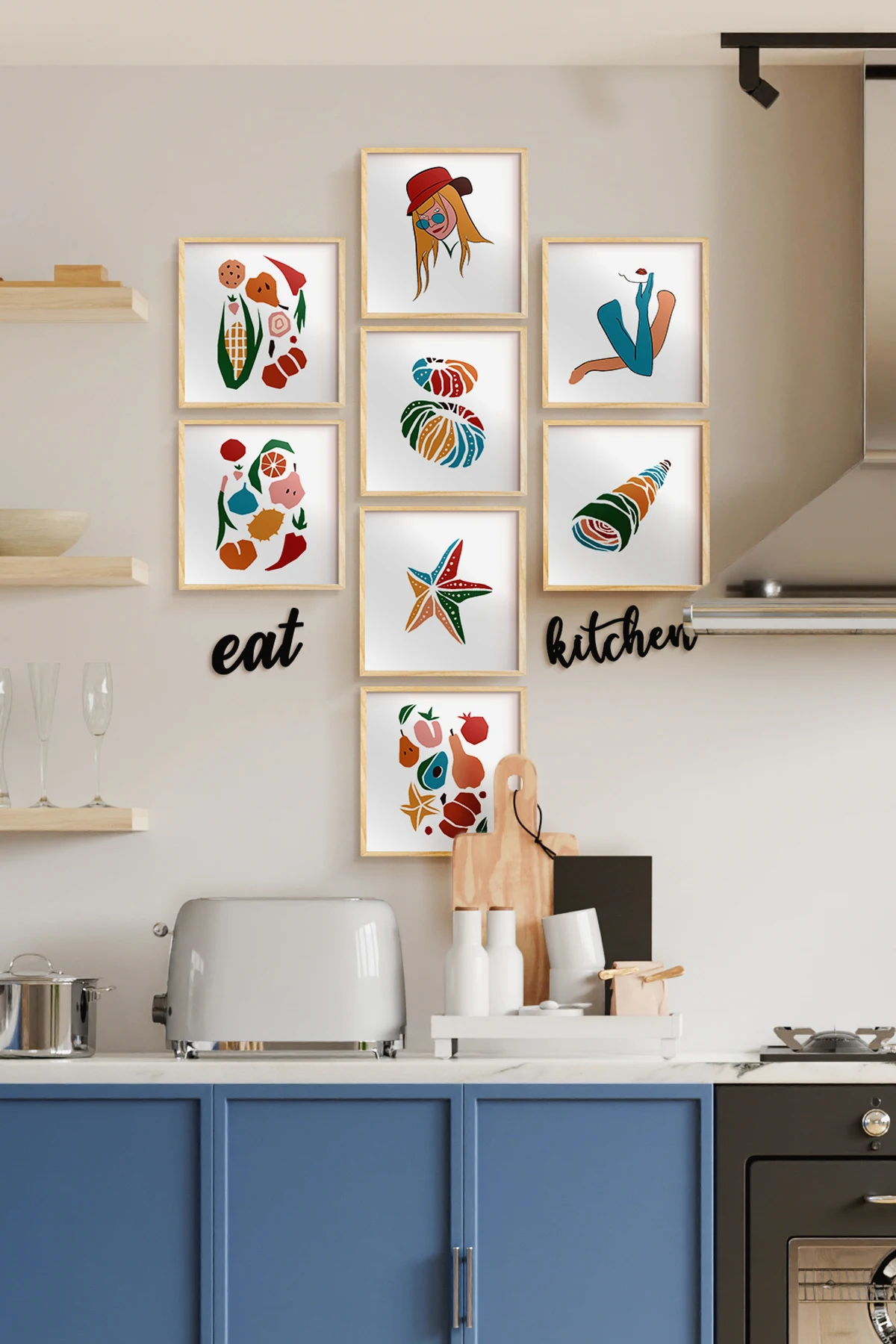 

Framed Multi Table Wood Frame Kitchen 10 Parça Wood Frame