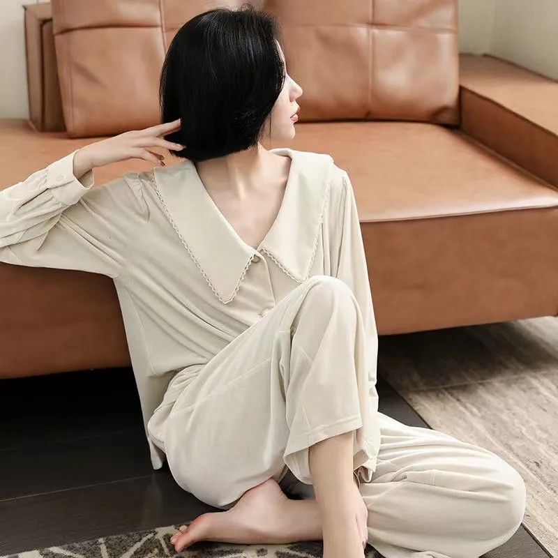 Pajamas Sets For Women Gold Velvet 2022 New Fashion Ladies Long-Sleeved Autumn Winter Home Clothes Homewear