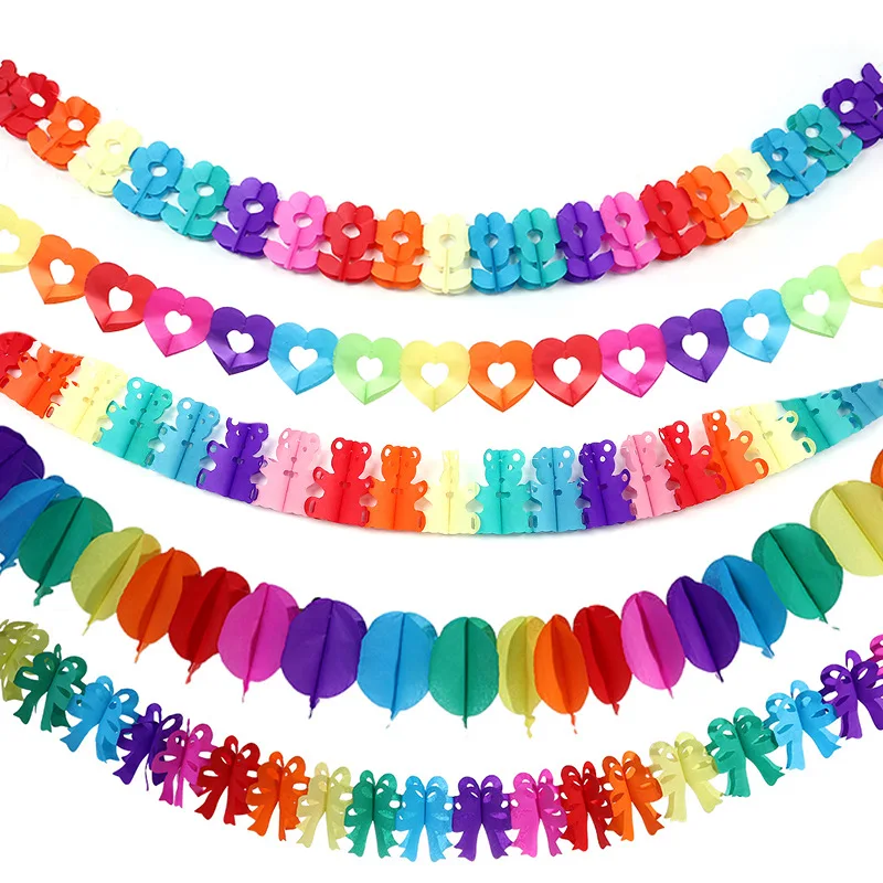 

Happy birthday banner pink foil letters fishtail bunting accessories pull flower party pull banner party decoration supplies