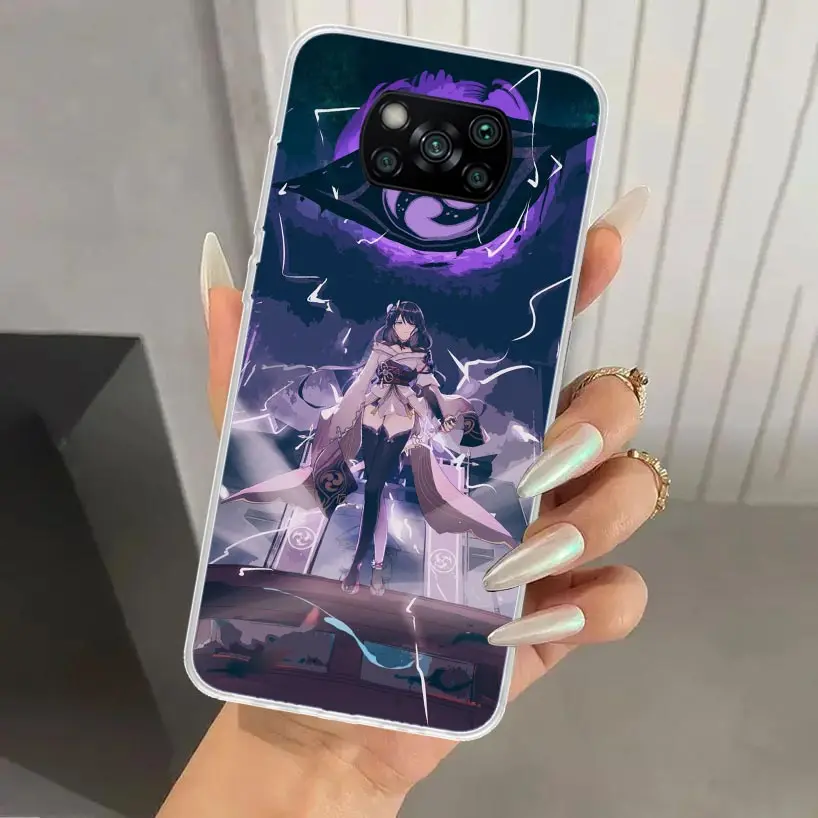 Чехол для телефона Raiden Shogun Genshin Impact Xiaomi Poco X6 X5 X4 X3 Nfc F6 F5 F4 GT F3 F2 Pro F1 M5S M4 M3