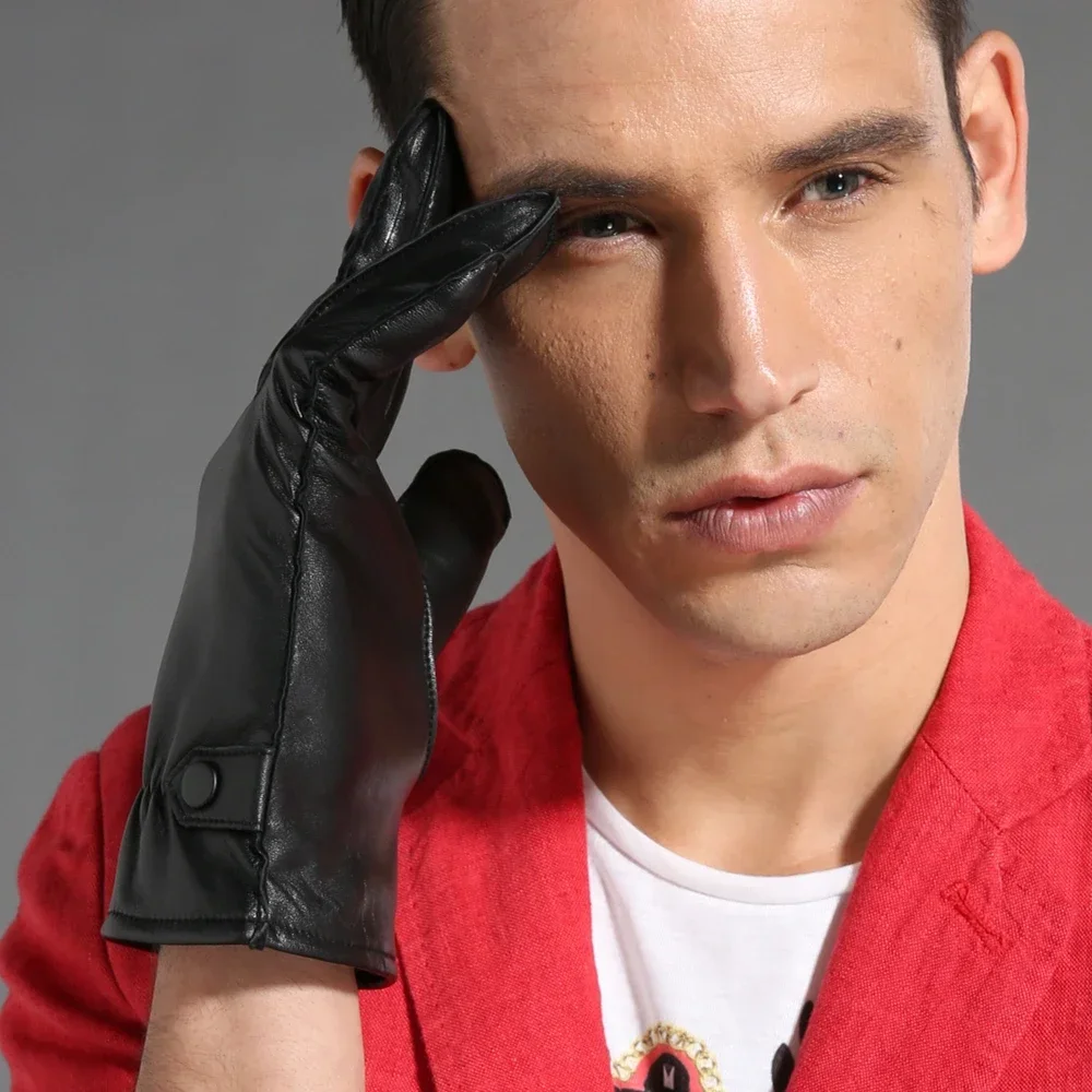 GOURS зимние перчатки из натуральной кожи мужские черные козьей теплая мягкая