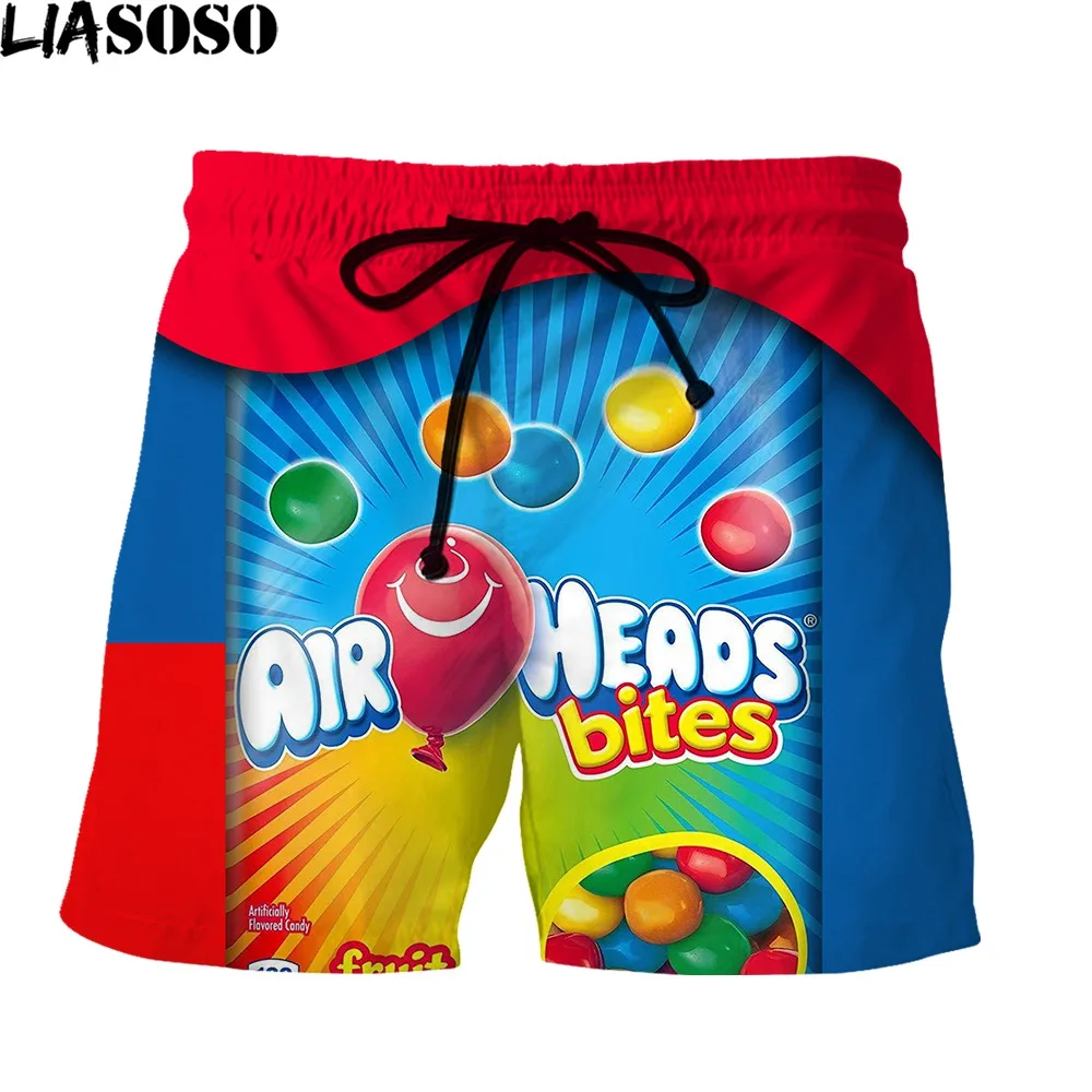 Летние мужские шорты с 3D-принтом liaseo забавные закуски красочные шоколадные бобы