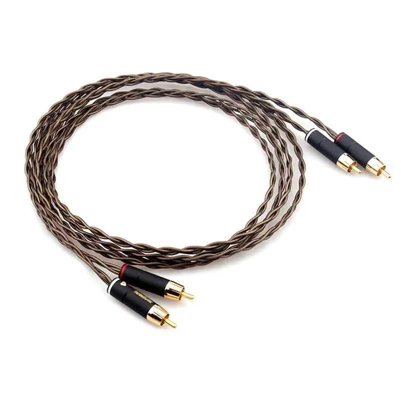 

Pair Silver Plated RCA Cable 24K Gold Plated Lotus Plug CD Amplifier HiFi Audio Interconnect Line