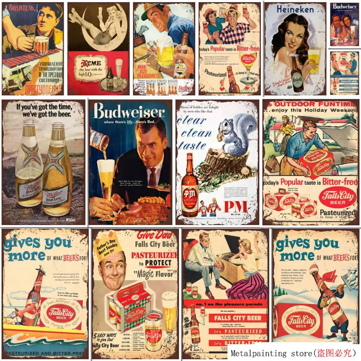 

Художественный постер с изображением ледяного холодного пива здесь, античные металлические жестяные знаки, декоративные настенные Ретро н...