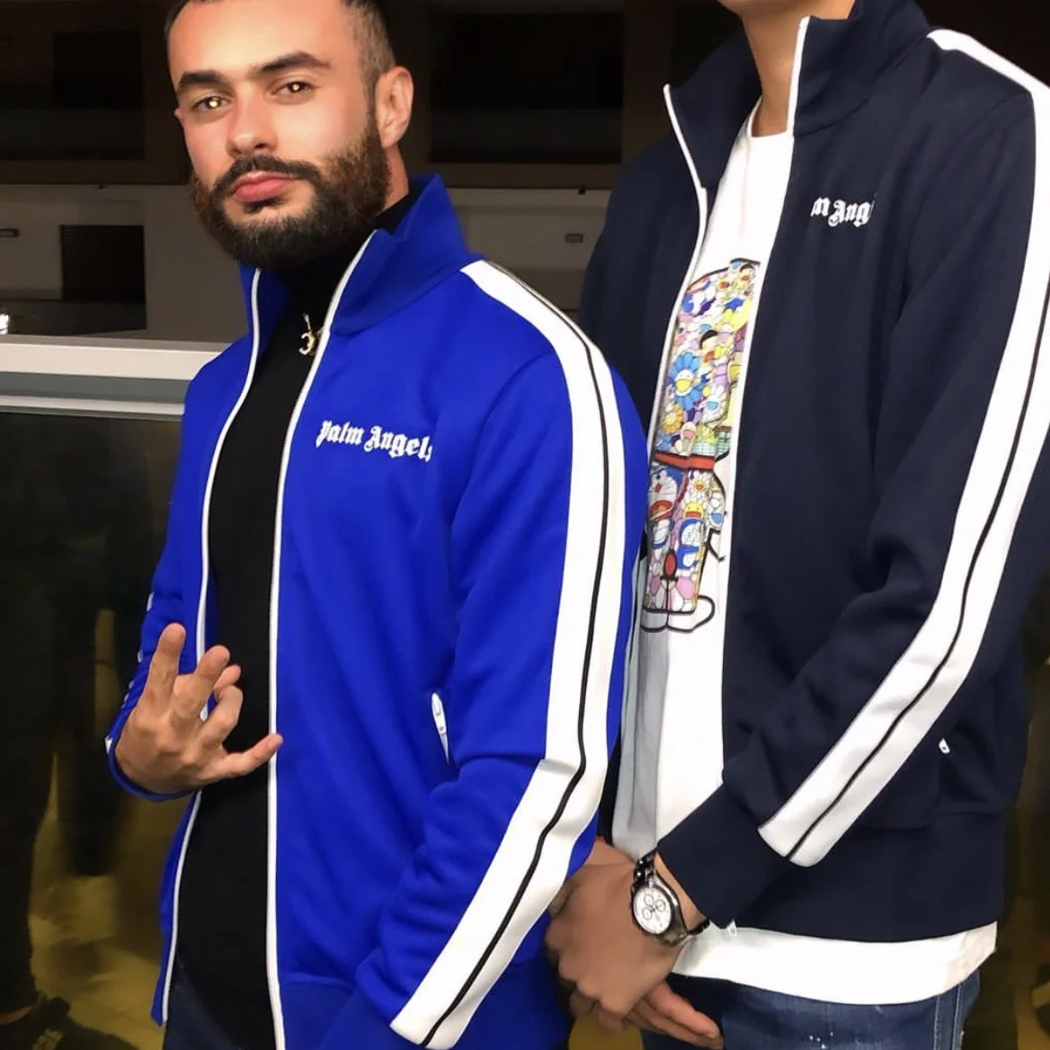 Базовая черно-белая полосатая Мужская Женская Спортивная одежда с пальмовыми