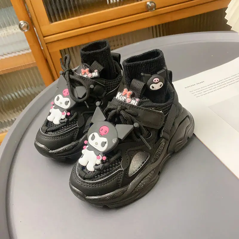 

New Kuromi Children Sports Shoes Summer Boys Girls Cartoon Sandals Soft Sole Black Sanrio Girls Casual Beach Shoes Birthday Gift