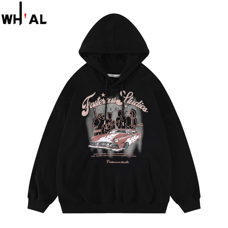 

Men Sweatshirt Hoodie Harujuku Cartoon Sports Car Graphic Letter Print Streetwear Hoodies 2022 Hip Hop Men's Clothing #535