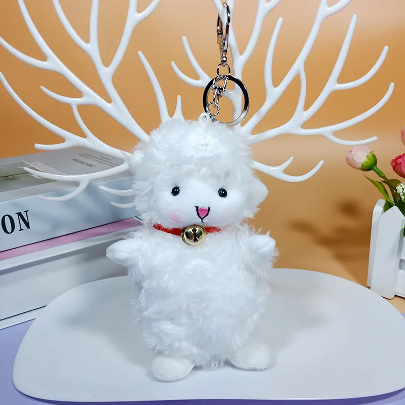 

lamb dollHair Ball Keychain Ladies Bag Pendant Keychain Plush Ball Fluffy Artificial Rabbit Hair Keychain Girl Key Pendant