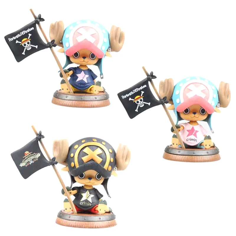 

8cm One Piece Figure Anime Chopper With Flag Action Figurine Doll Model Toys PVC Statue Collection Car Decoration Children Gifts