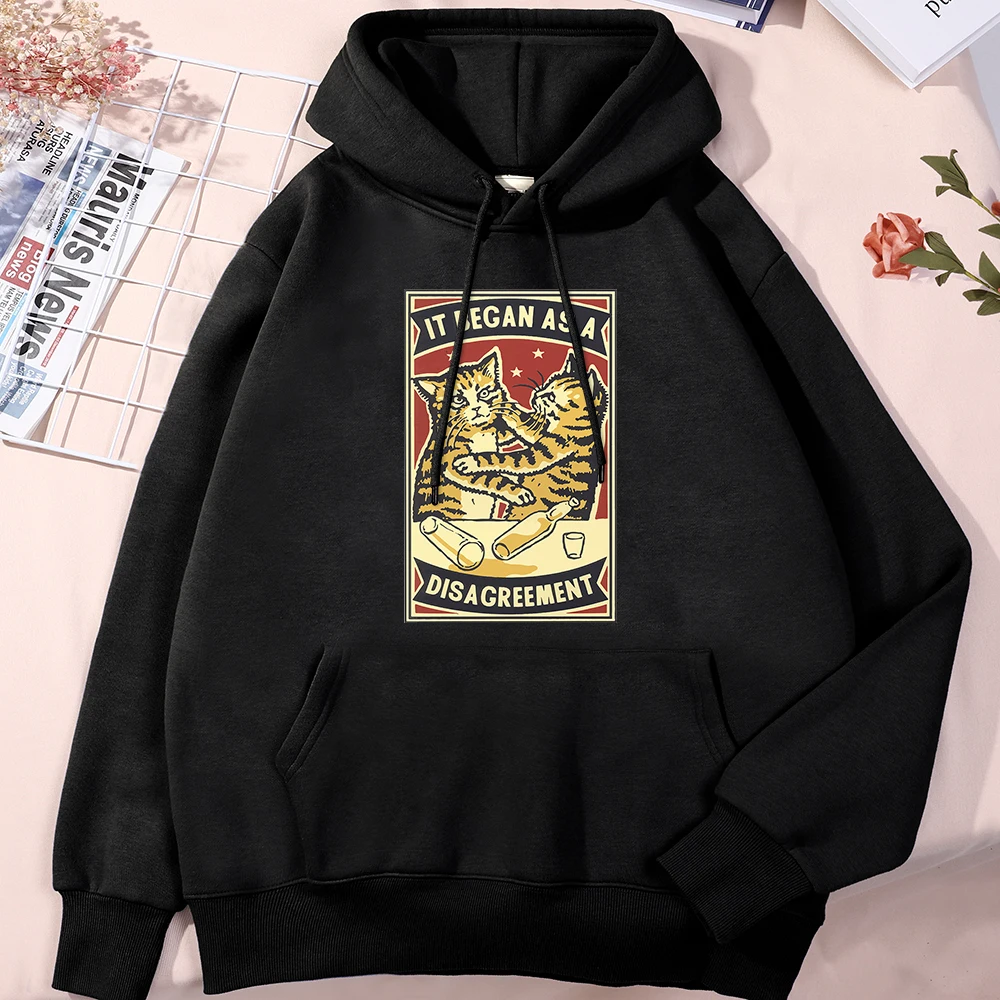 

It Began As A Disagreement Cats Matchbox Printing Men Hoodies Simple O-Neck Hoody Street Loose Pullovers Sports Oversize Men Top