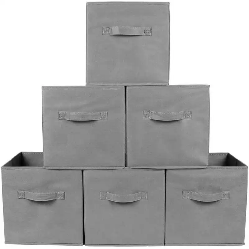 

Fabric Storage Cubes Non-Woven Fabric | Gray Cube Storage Bins | Shelf Baskets| Gray Fabric Cubes | 6 Pack