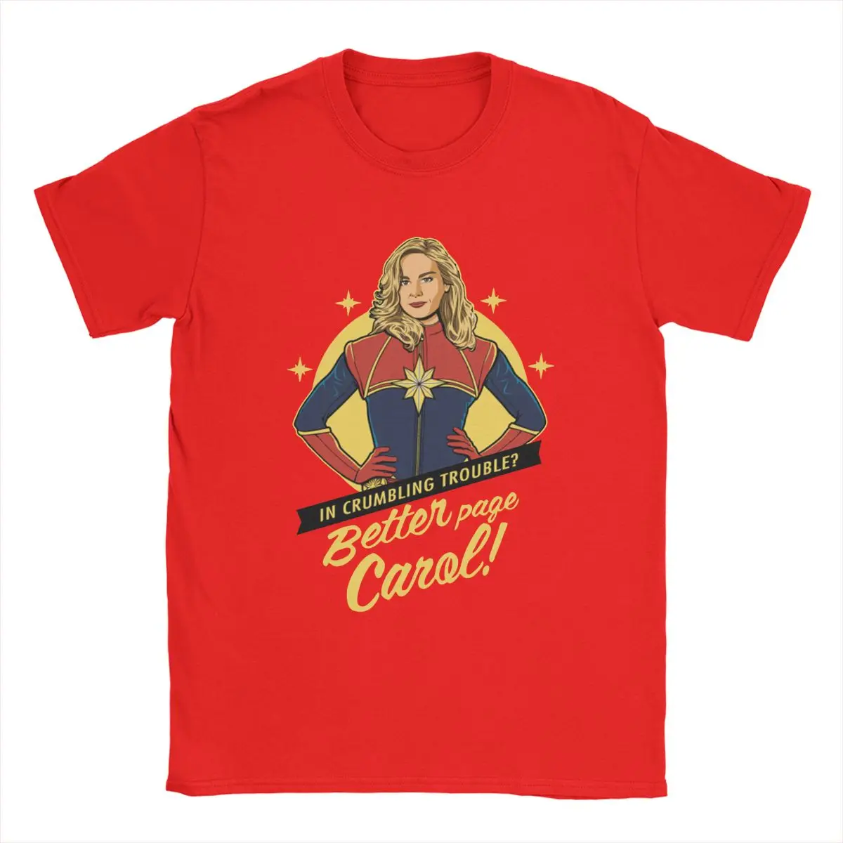 Captain Marvel Better Page Carol Men T Shirt Novelty Tee Shirt Short Sleeve T-Shirt Pure Cotton Plus Size Clothing