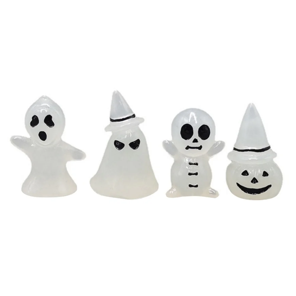 Набор Из 4 Светящихся Миниатюрных Статуй На Тему Хэллоуина-гарбуз Грона Летучая