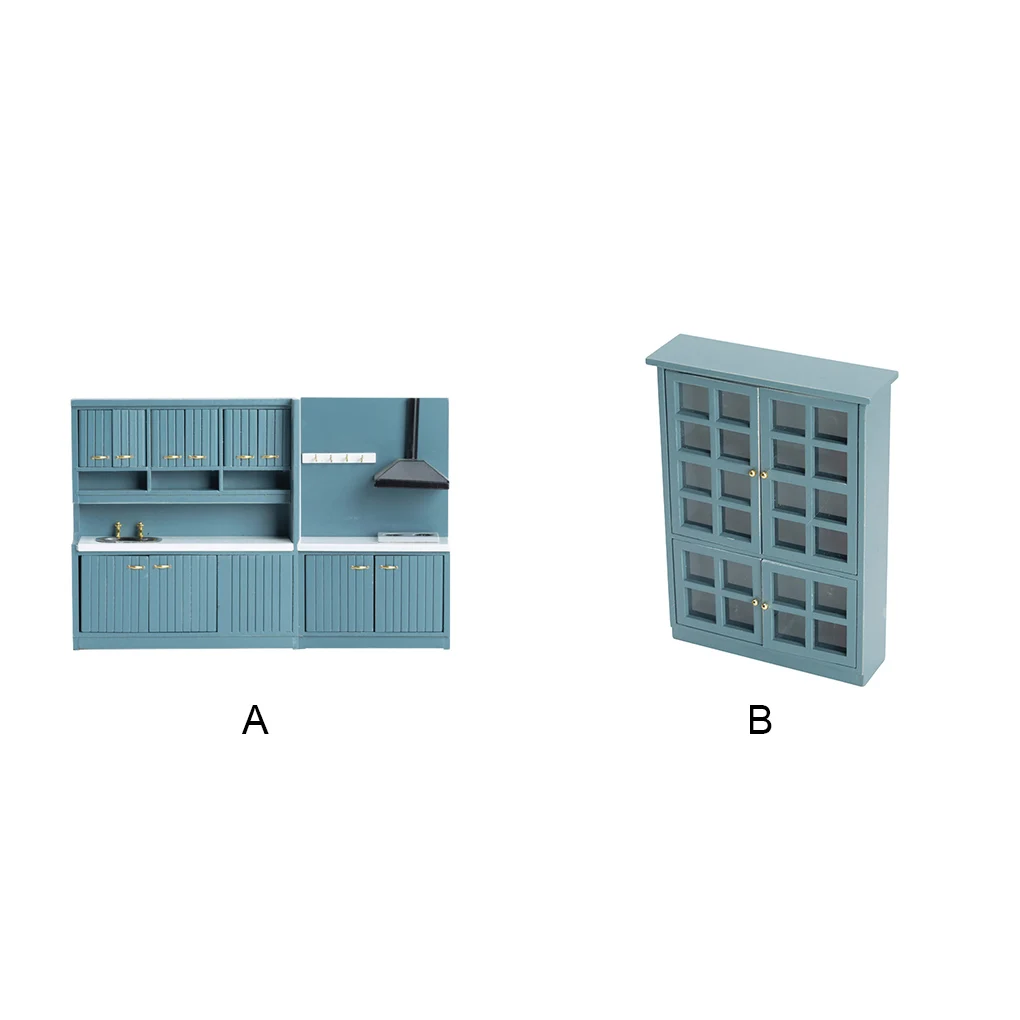 

1 12 Dollhome Cooking Table Kitchen DIY Furniture Birthday Gifts Decorative Model Cabinet Toys Dining Room Cabinet