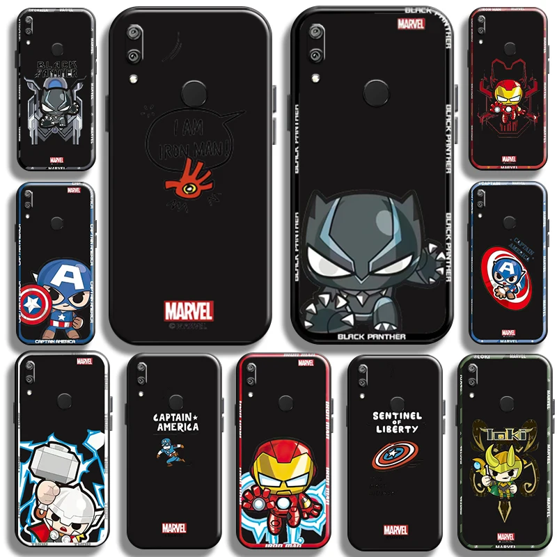 

Cartoon Marvel Avengers for Huawei Y7 Y6 2019 Y6P Y7P 2020 Y7S Phone Case Liquid Silicon full Protection TPU Black Back Cover