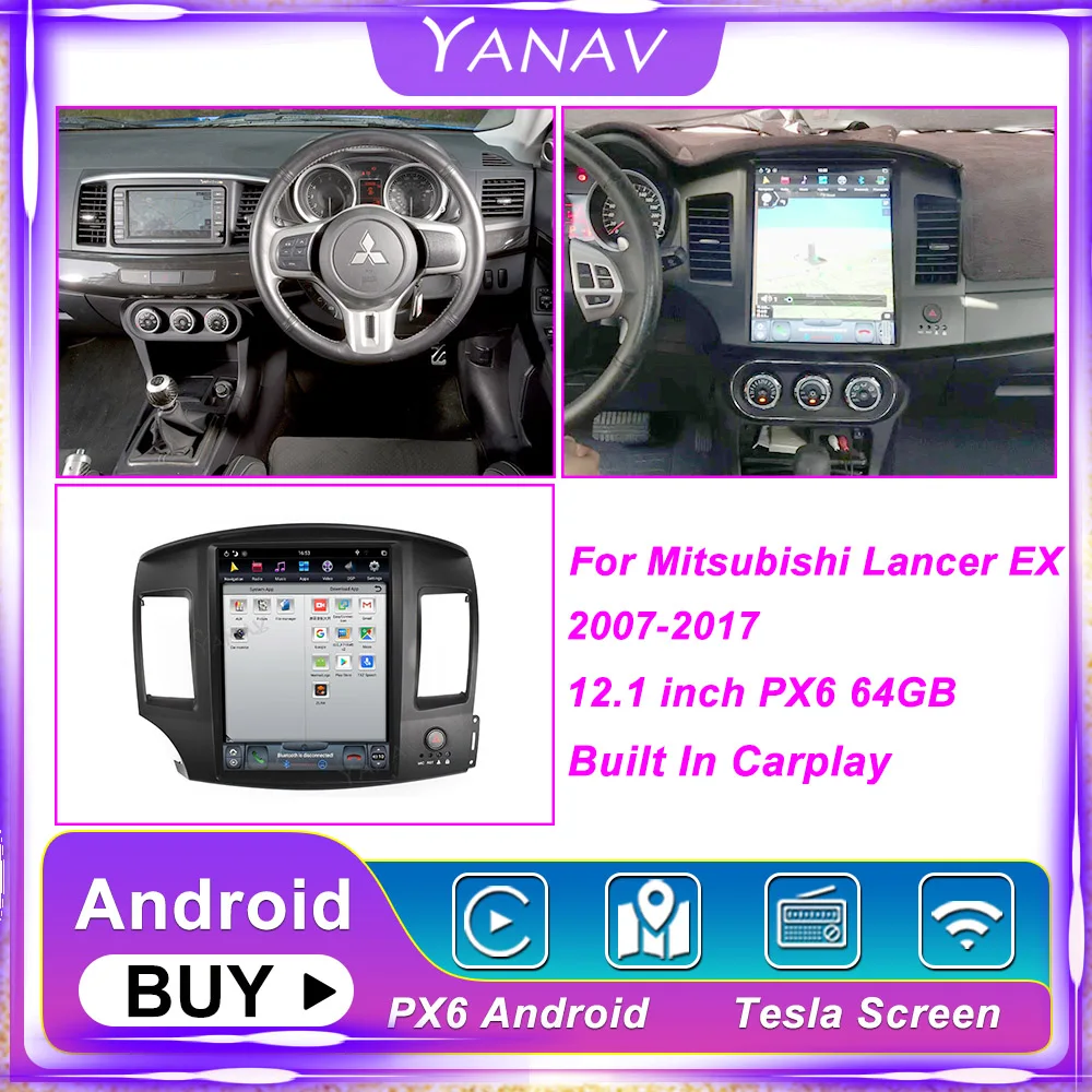 

12.1" PX6 Car Radio For Mitsubishi Lancer EX 2007-2017 Tesla Screen Android GPS Navigation Multimedia Player Stereo Head Unit