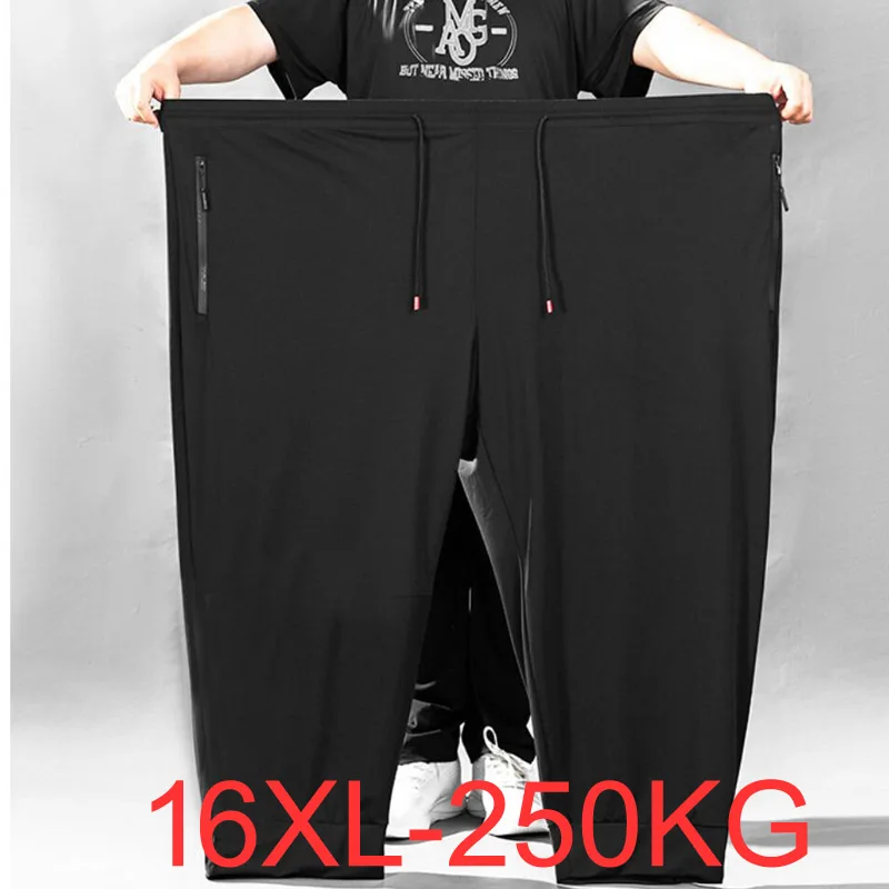 NEFEILIKE мужские свободные брюки из нейлона и полиэстера черные 15XL/16XL