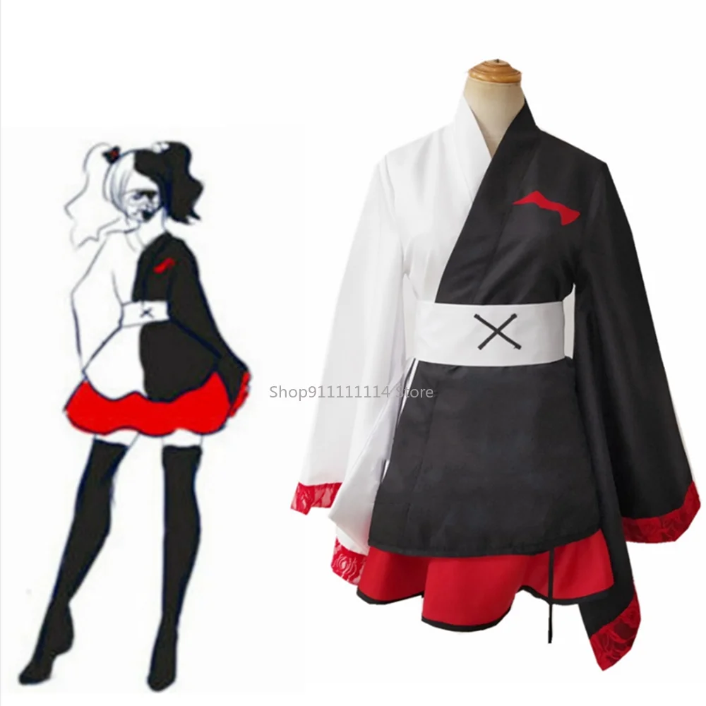 

Danganronpa Monokuma Costume Cosplay Woman Coat and Skirts Suit Girl Costumes Top + Skirt + Waist Seal Halloween Carnival Props