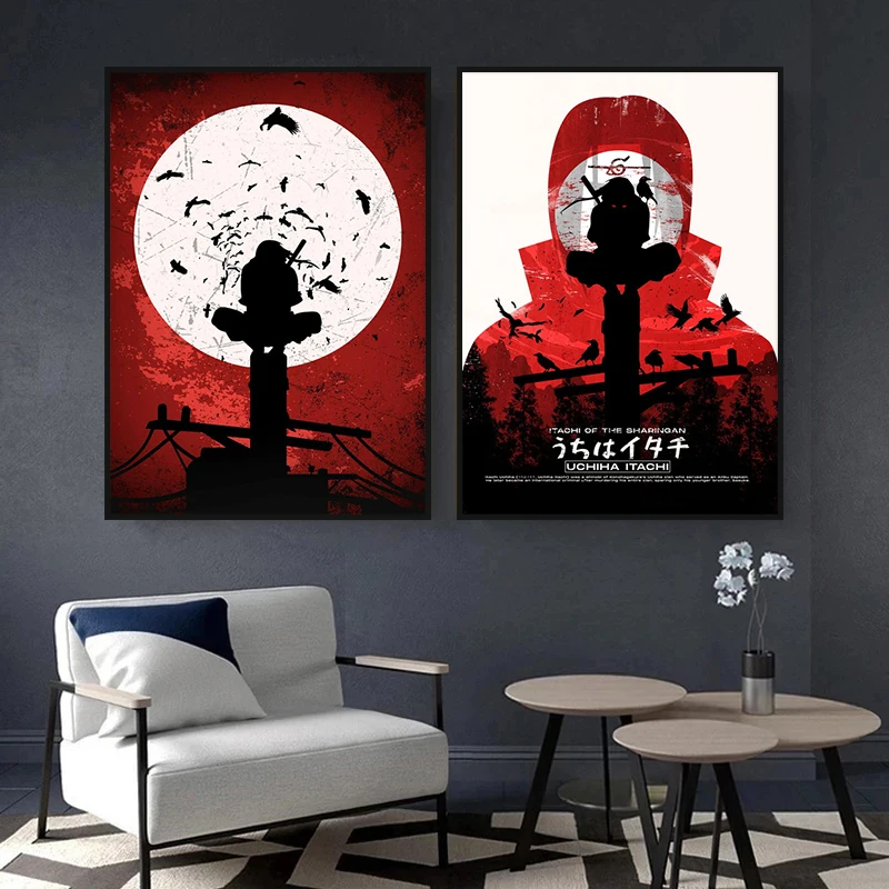 

Naruto Japanese Anime Poster Red Sun Uchiha Itachi Simple Style Art Canvas Painting Home Wall Art Decoration Picture Living Room