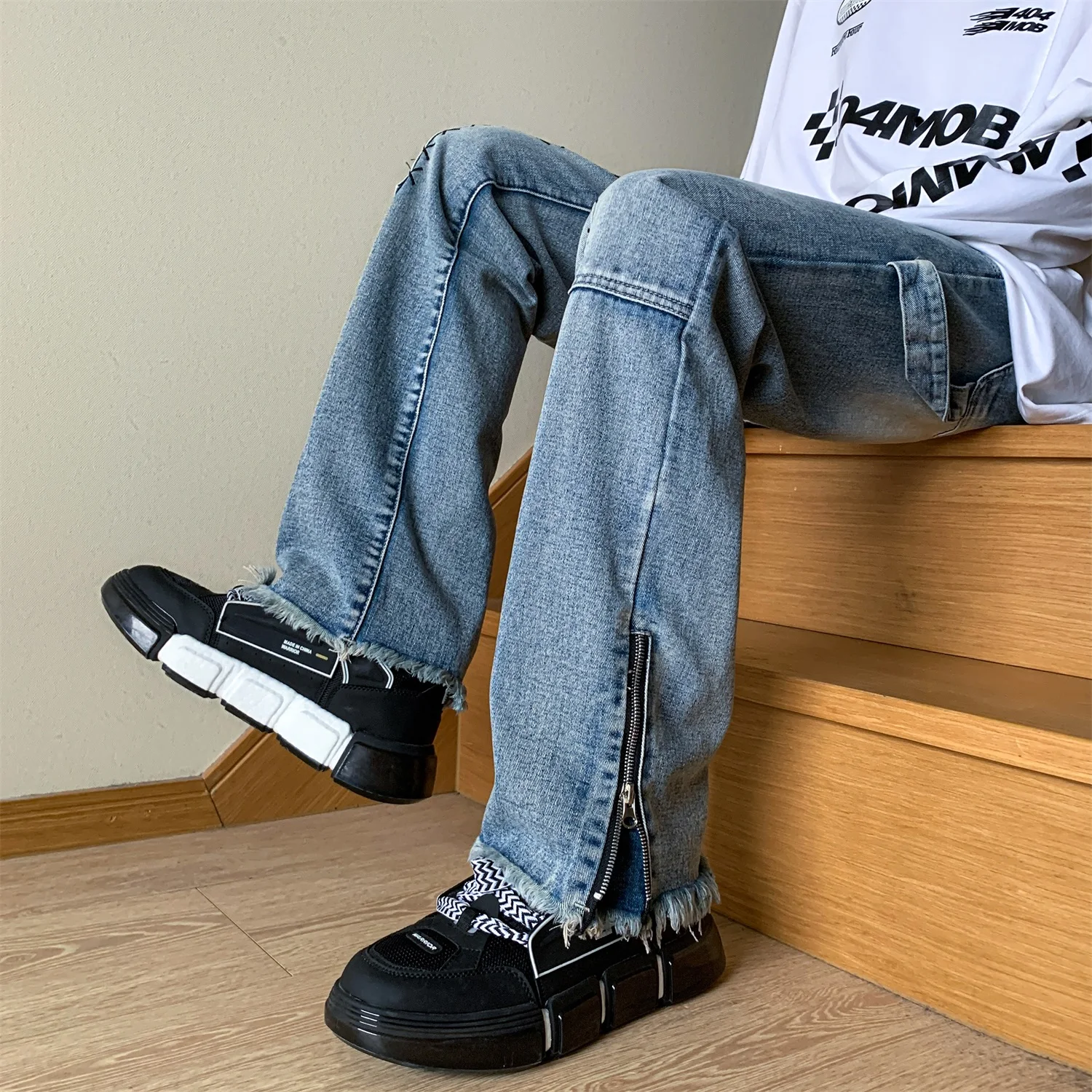 2023 Fashion Jeans For Men Y2k Streetwear Baggy Jeans Man Hip Hop Youth Trousers Cross Denim Pants Men Cargo Pants Punk Clothing