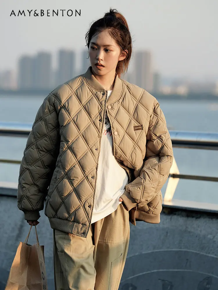 

Cotton-Padded Jacket New Popular Winter Korean Short Oversize Baseball Uniform Parkas Down Cotton Clothing Couple Coat for Women