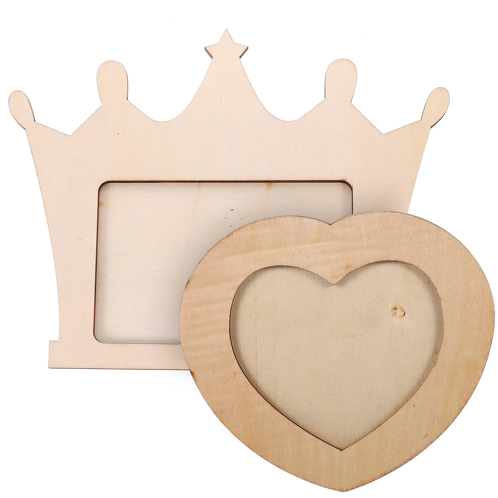 

2 Pcs Crafts Kids Blank Wood Picture Frame DIY Wooden Unfinished Photo Frames Child