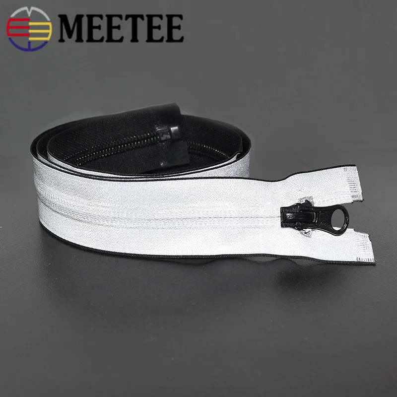 

Meetee 5# Nylon Coil Zippers Reflective Waterproof 20cm Close End 40-80cm Zip DIY Sun Jacket Sportswear Clothing Sewing Material