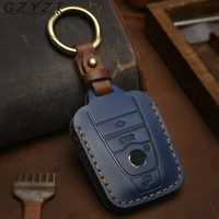 handmade leather car key cover case for bmw i3 i8 series car styling protection key shell keychain ring accessories