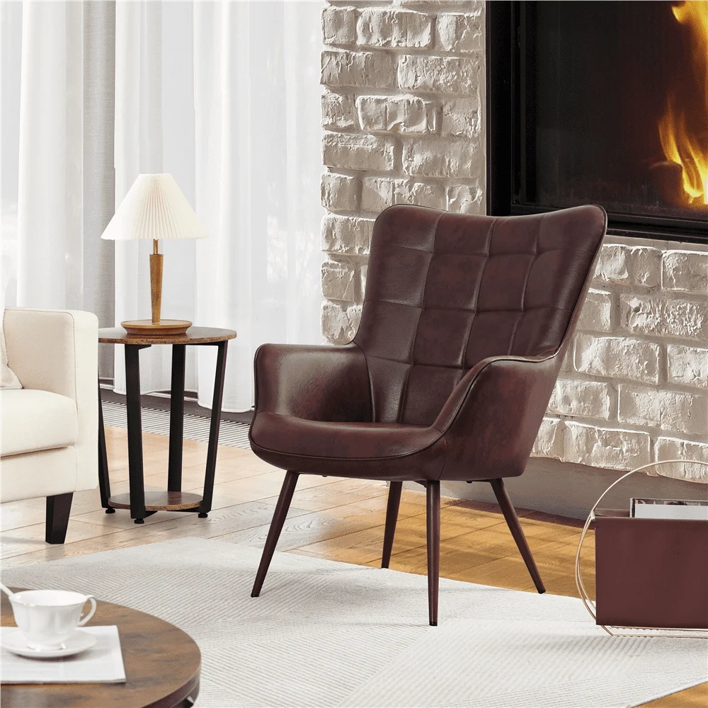 

Faux Leather Wingback Accent Chair, Nordic Chair