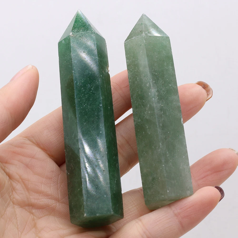 

Natural Stone Green Aventurine Crystal Tower Hexagonal Prism Jewelry Modern Home Crafts Desktop Decoration landscape Ornaments