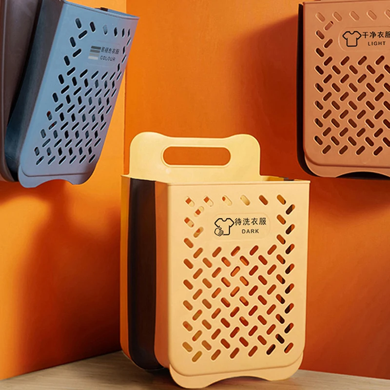 

Large Portable Bathroom Folding Dirty Clothes Storage Basket Household Wall Hanging Punch-Free Laundry Basket Put Clothes Bucket