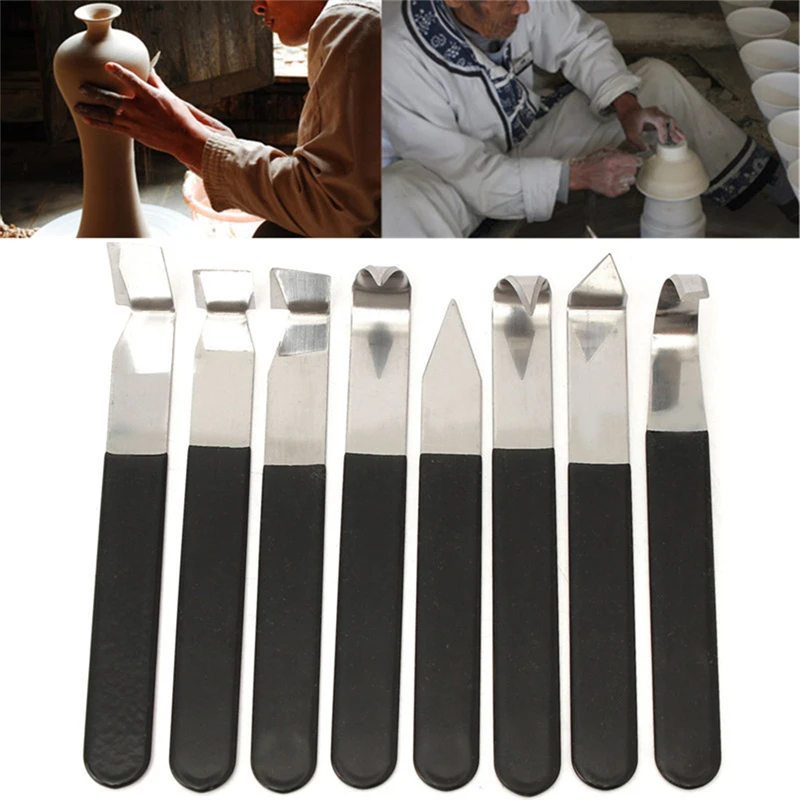 

Stainless Steel Repaired Embryo Knife Clay Pottery Tools Art Supplies Sculpture Tools Art Set Gypsum Scraper 8PCS High Quality