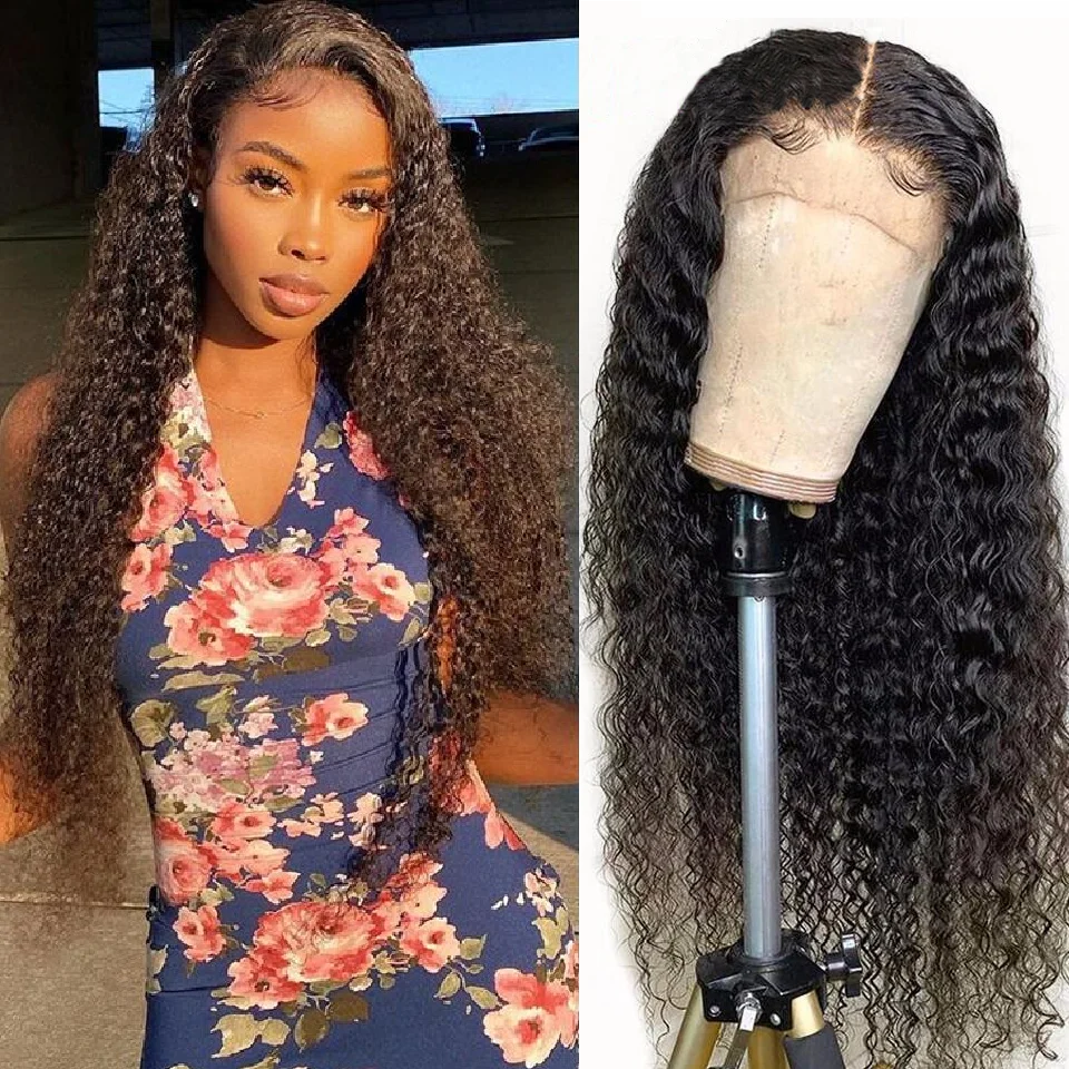 

Deep Wave Closure Wig 4x4 Closure Wig Lace Front Human Hair Wigs Curly Wig Human Hair 32 Inch 13x4 HD Transparent Lace Front Wig