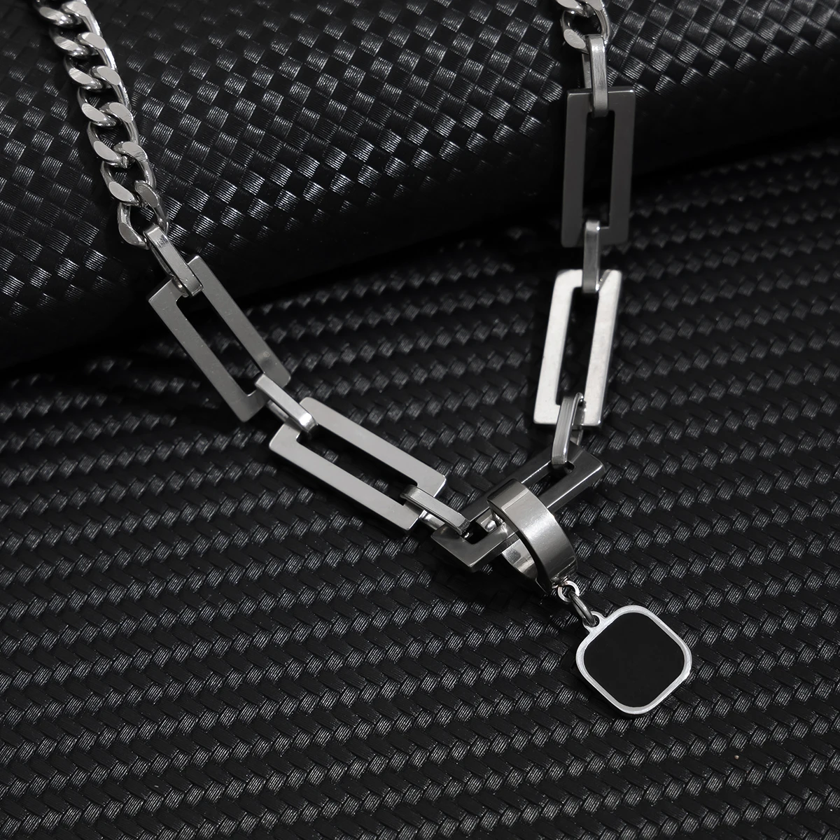 SHIXIN Новый мужской ожерелье из нержавеющей стали квадратное кулон хип - хоп