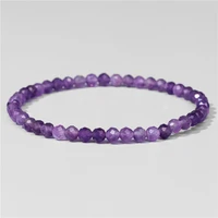 natural stone handmade stretch bracelet 4mm small faceted tiger eye quartz crystal beads bracelet men women yoga chakra jewelry