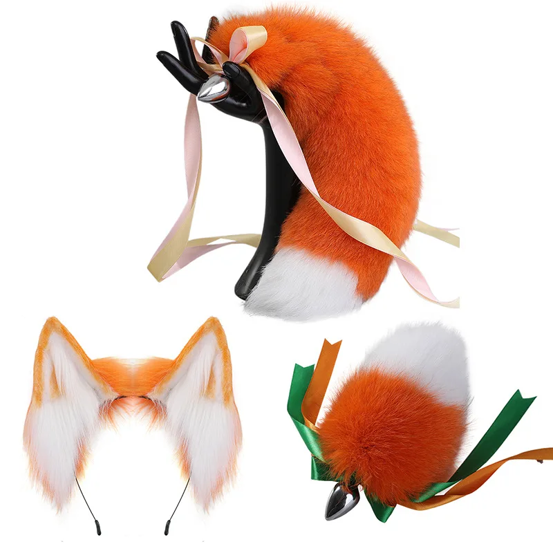 Настоящий мех лисьий хвост секс-продукт съемная Анальная пробка ручной работы