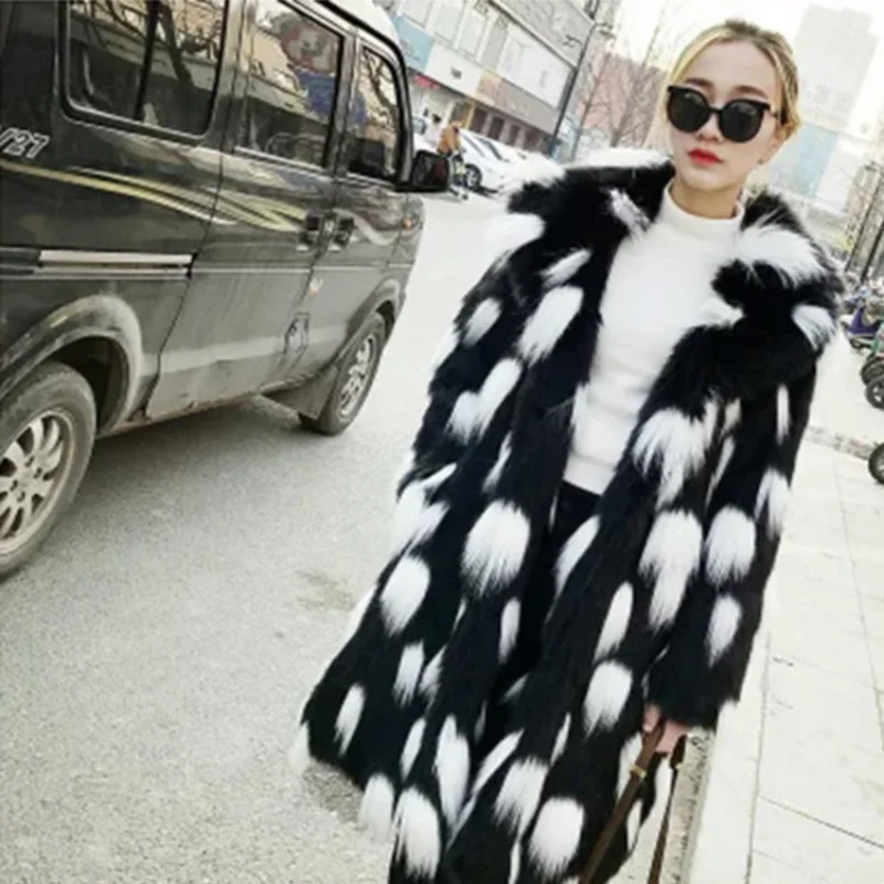 Coat Women Winter Jacket Long Fur Coats Parkas New Fashion Luxury Oversize Warm Faux Fox Fur Windbreaker
